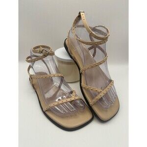 Marc Fisher Nalica Women's Studded Flat Sandals Ankle Strap Leather Sz 6.5